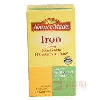 美国直邮 Nature Made Iron莱萃美补铁颗粒65mg 300粒