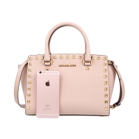 Michael Kors/MK/迈克·科尔斯纯皮中号铆钉菱格笑脸包 手提女包